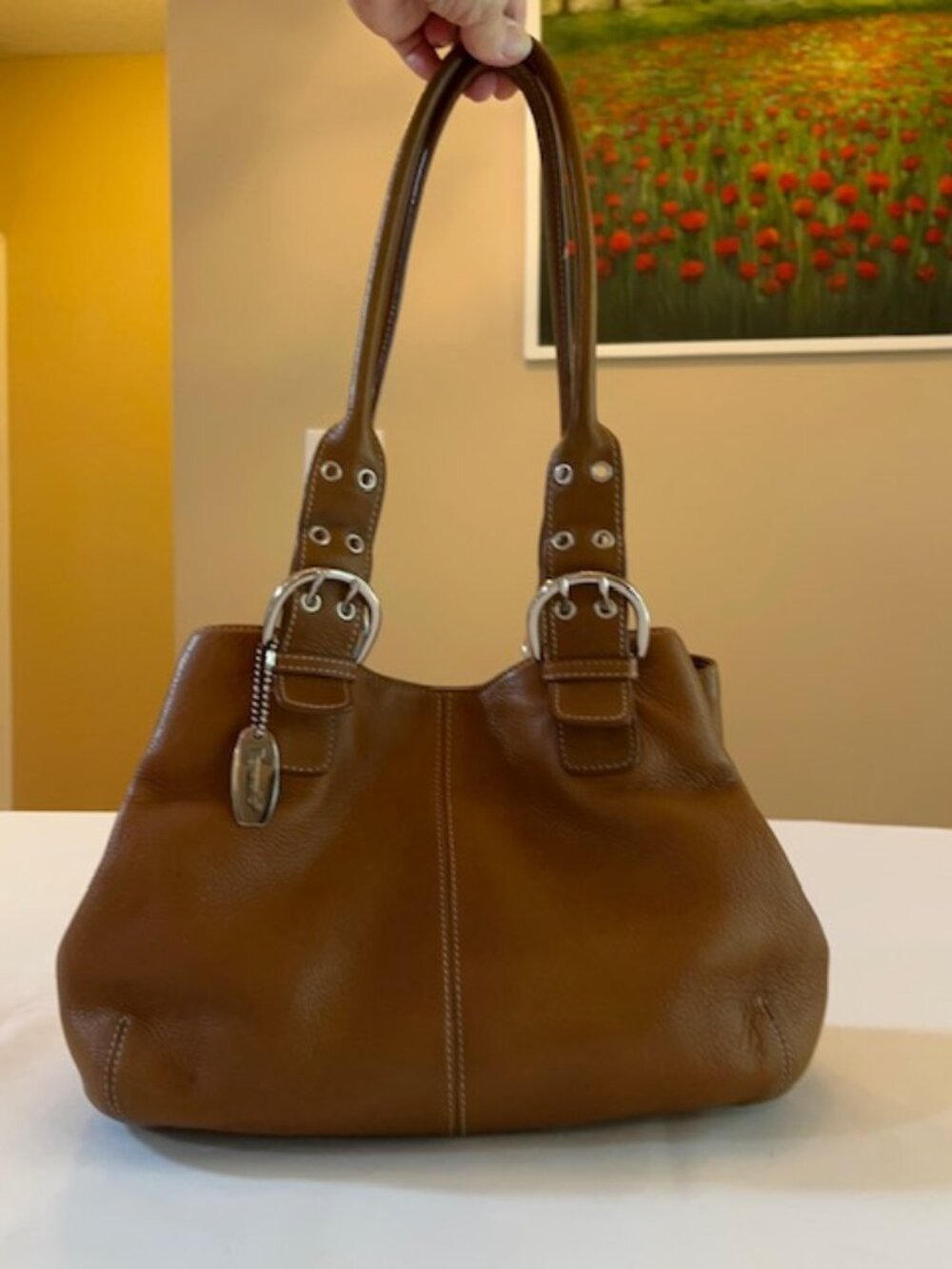 TIGNANELLO | Brown Pebbled Leather Shoulder Hobo Hand bag-Vintage